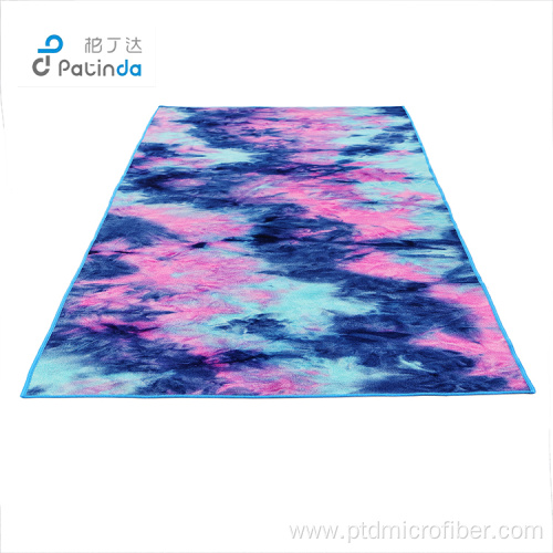 Microfiber tie dye yoga towel